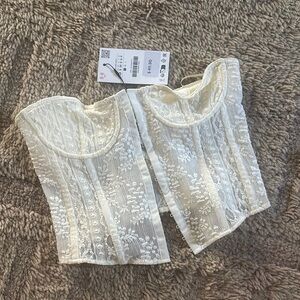 Zara Cream Lace Corset Top